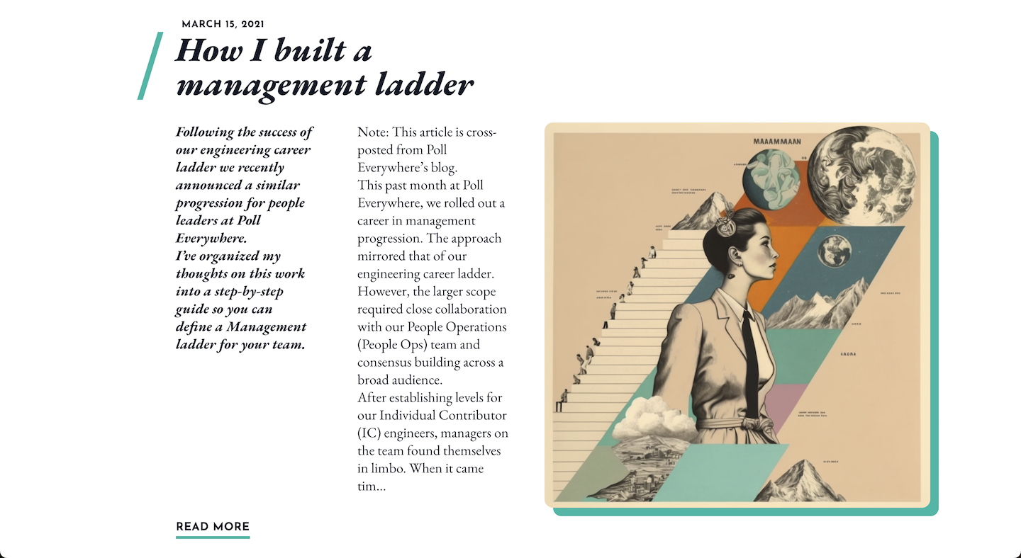 Blog post about establishing a management career progression ladder at your company