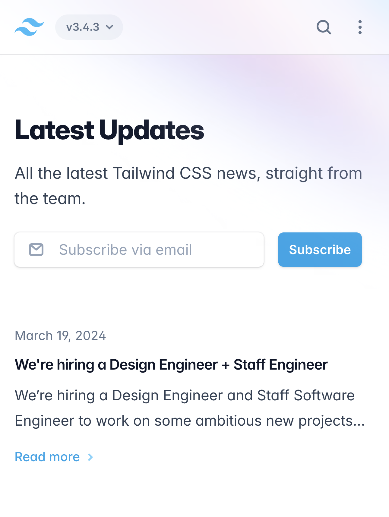 Screenshot of Tailwind CSS blog